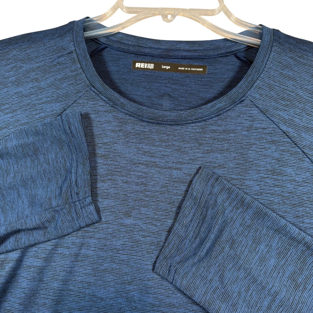 REI Co-op Long Sleeve Shirt Mens Large Blue Space Dye Active Tee